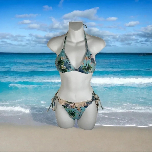 Tropical 🏝 Print Bikini Set‎ sz Large - Picture 1 of 7